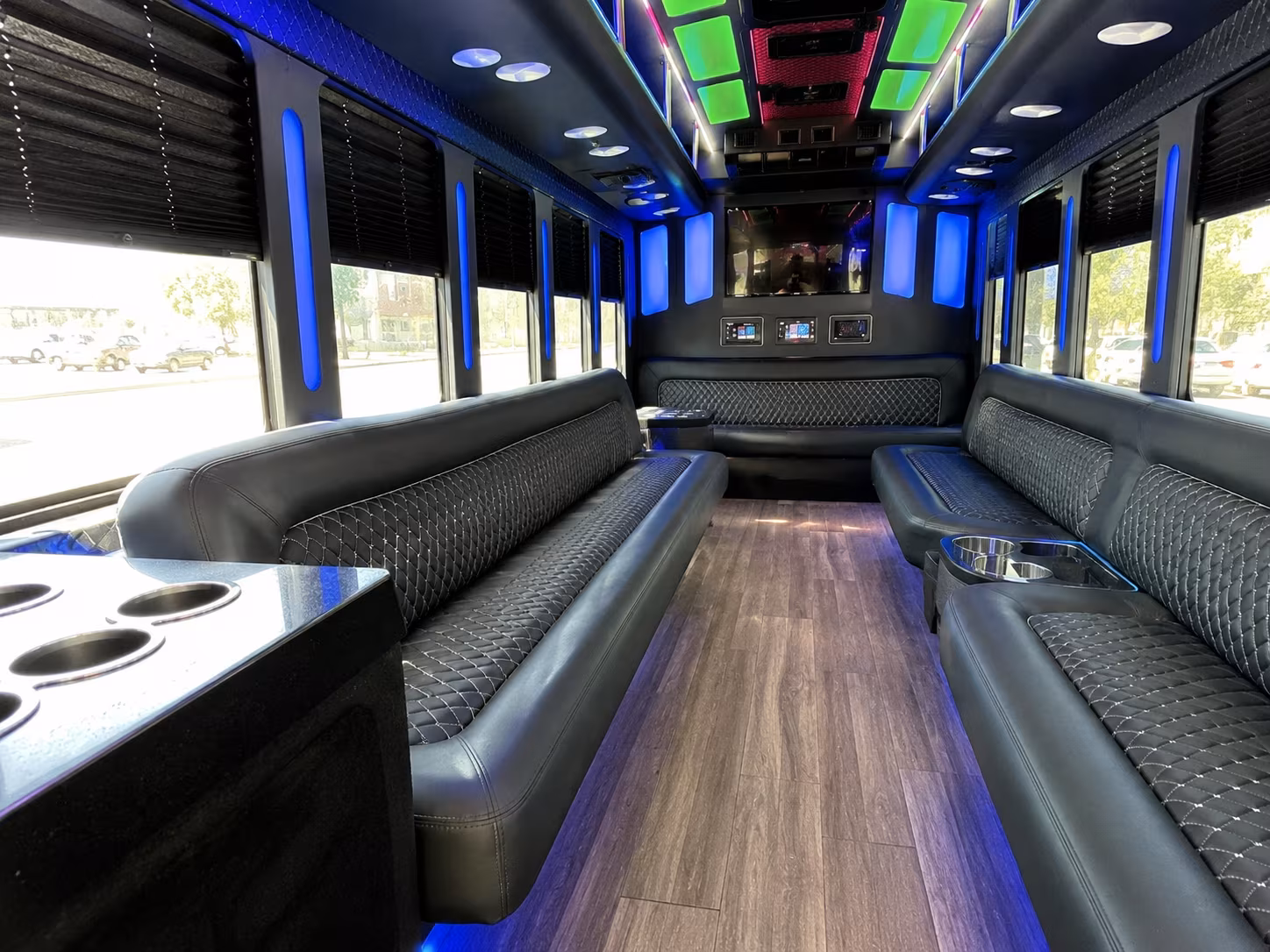 herriman 15 passenger party bus inside