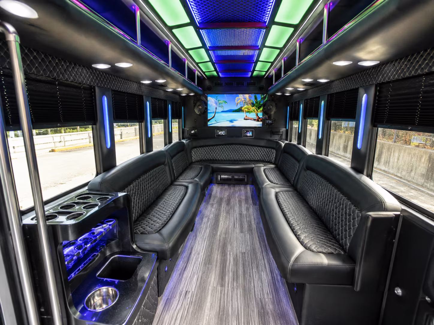 herriman 18 passenger party bus inside